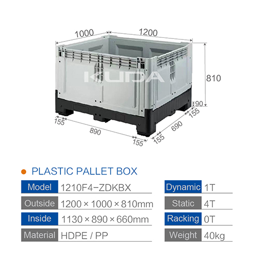 1210F4-ZDKBX COLLAPSIBLE PLASTIC PALLET BOX