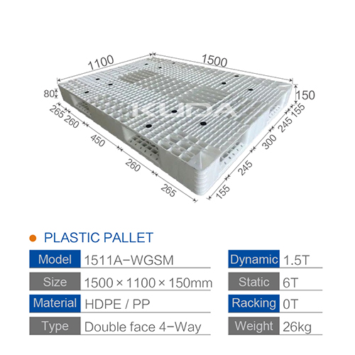 1511A-WGSM PLASTIC PALLET（BUILT-IN STEEL TUBE）