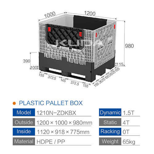 1210N-ZDKBX COLLAPSIBLE PLASTIC PALLET BOX