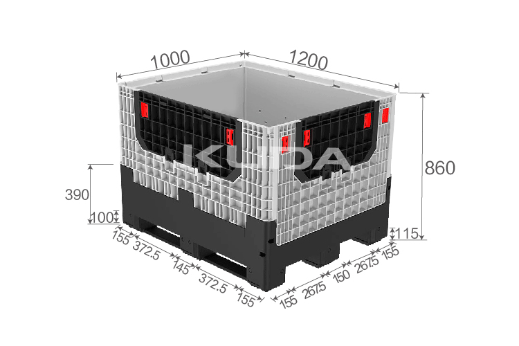 1210P-COLLAPSIBLE PLASTIC PALLET BOX