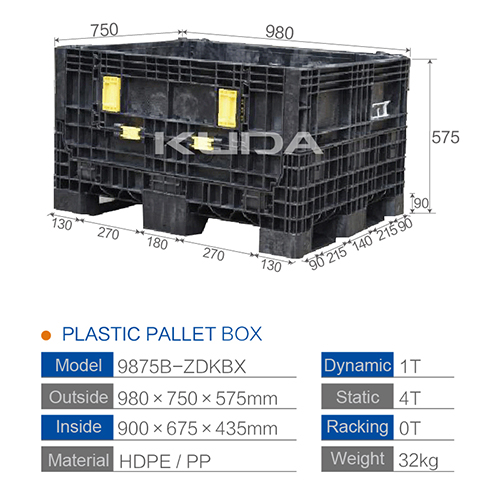 9875B-ZDKBX COLLAPSIBLE PLASTIC PALLET BOX