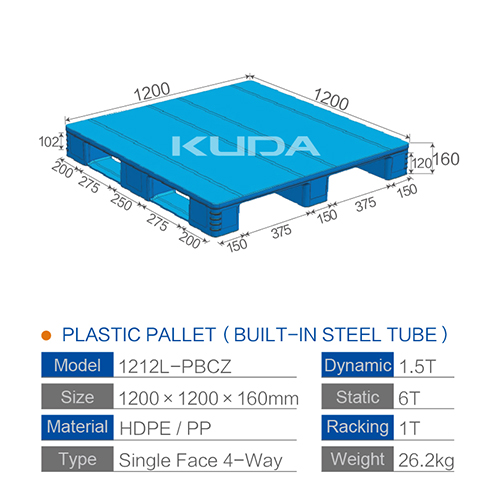 1212L-PBCZ PLASTIC PALLET(BUILT-IN STEEL TUBE)