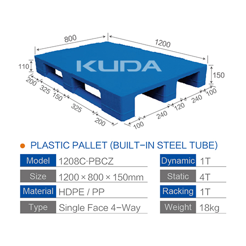 1208C-PBCZ PLASTIC PALLET（BUILT-IN STEEL TUBE）