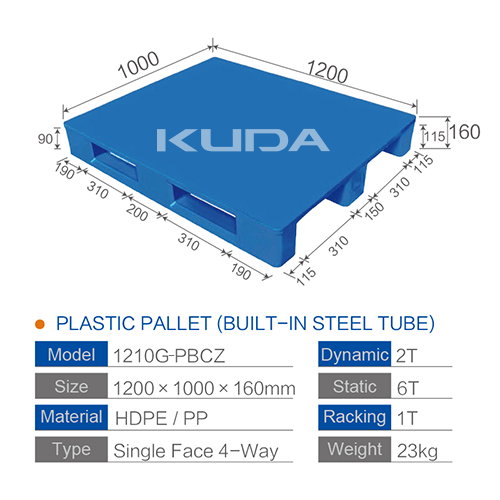 1210G-PBCZ PLASTIC PALLET（BUILT-IN STEEL PIPE）