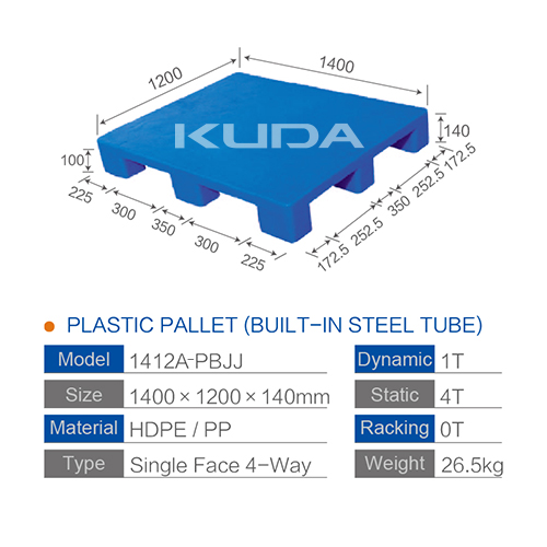 1412A-PBJJ PLASTIC PALLET（BUILT-IN STEEL TUBE）