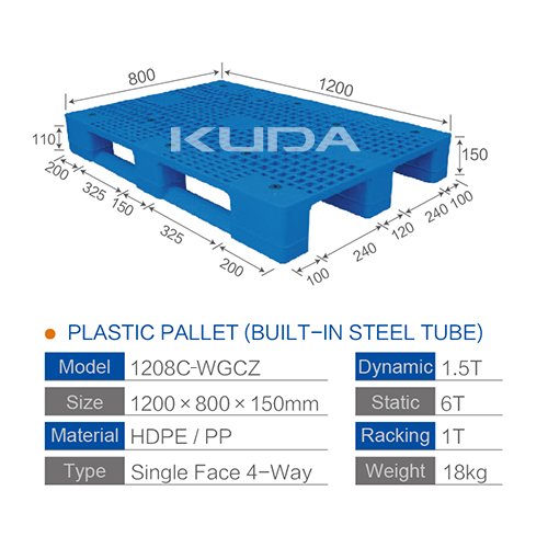 1208C-WGCZ PLASTIC PALLET（BUILT-IN STEEL TUBE）