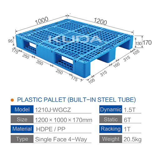 1210J-WGCZ PLASTIC PALLET(BUILT-IN STEEL TUBE)