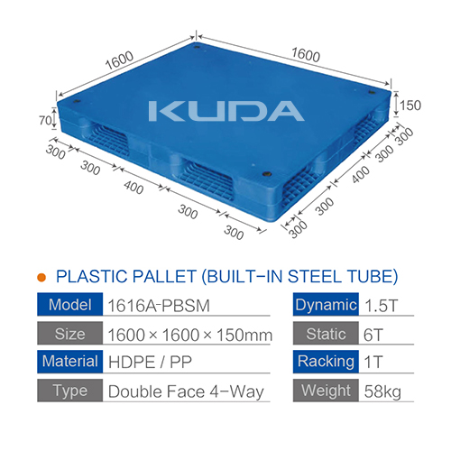 1616A-PBSM PLASTIC PALLET（BUILT-IN STEEL TUBE）