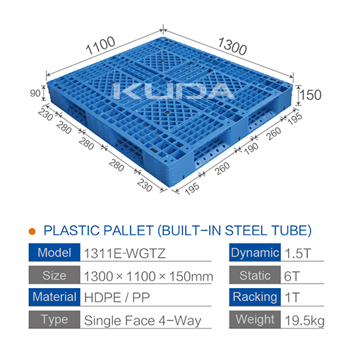 1311E-WGTZ PLASTIC PALLET(BUILT-IN STEEL TUBE)