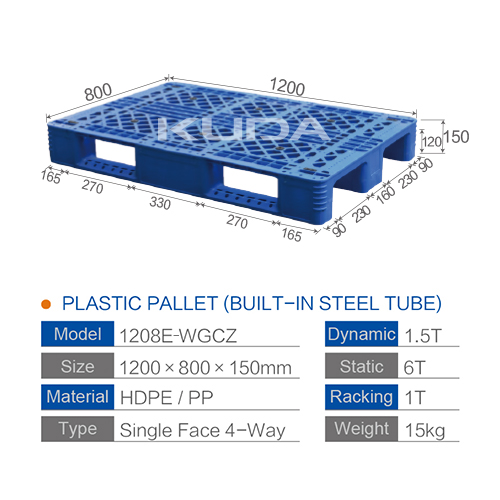 1208E-WGCZ PLASTIC PALLET(BUILT-IN STEEL TUBE)