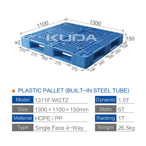 1311F-WGTZ PLASTIC PALLET(BUILT-IN STEEL TUBE)