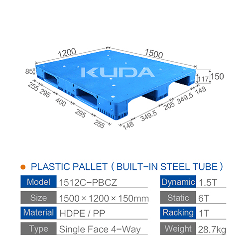 1512C-PBCZ PLASTIC PALLET（BUILT-IN STEEL TUBE）