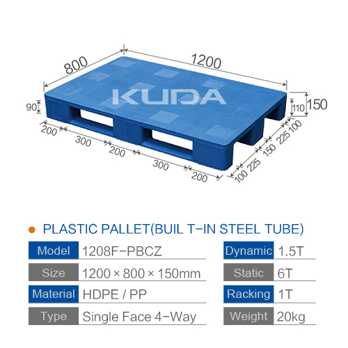 1208F-PBCZ PLASTIC PALLT(BUILT-IN STEEL TUBE)