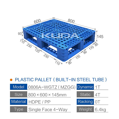 0806A-WGTZ（MZGG）PLASTIC PALLET(BUILT-IN STEEL TUBE)