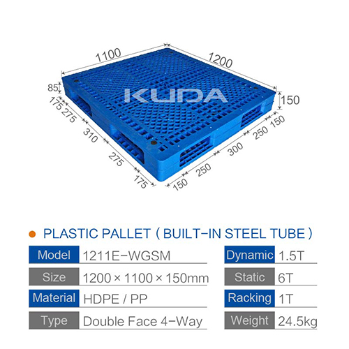 1211E-WGSM PLASTIC PALLET（BUILT-IN STEEL TUBE）