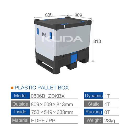 0806B-ZDKBX COLLAPSIBLE PLASTIC PALLET BOX