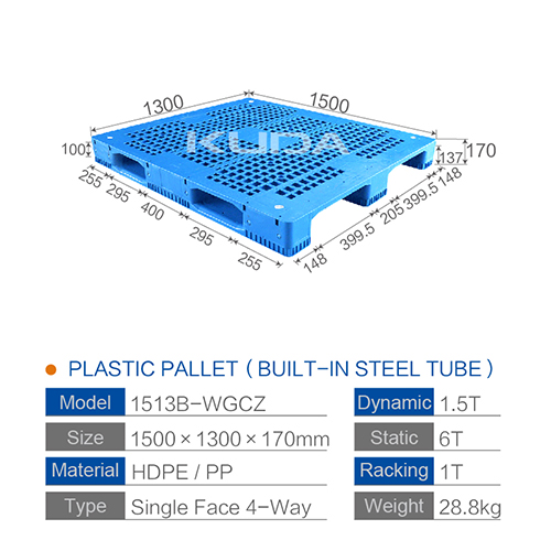 1513B-WGCZ PLASTIC PALLET（BUILT-IN STEEL TUBE）