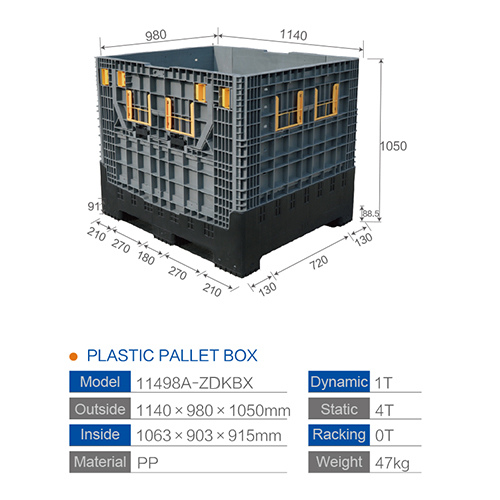 11498A-ZDKBX COLLAPSIBLE PLASTIC PALLET BOX